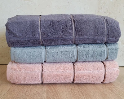 Набір турецьких махрових рушників Cestepe MicroCotton Premium 3 штуки 70x140 Kare 2 щільність 600 г/м2