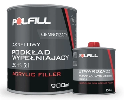 Грунт акриловий HS Polfill із затверджувачем, 2K, 5:1, білий, 750+150ml, 43208