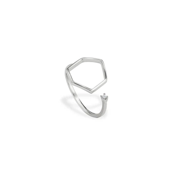 Серебряное кольцо необычной геометрической формы, Размер 18,5, Вес: 1.2 г