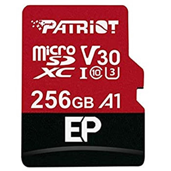 Карта памяти MicroSDXC 256GB UHS-I/U3 Class 10 Patriot EP A1 R90/W80MB/s + SD-adapter (326111)