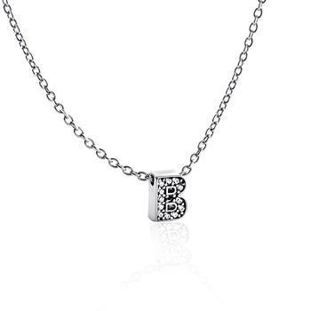 Серебряное колье с буквой В (1103-В) 45