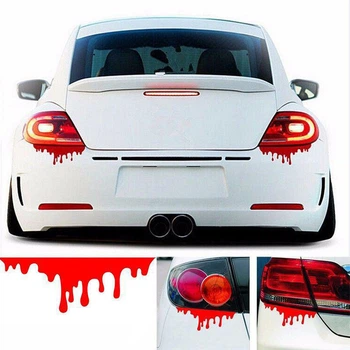 Наклейка на Авто / Мото / Витрину на Стекло Кузов " Хэллоуин - Halloween - Кровь - Blood - ТИП5 " красный цвет