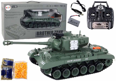 Czołg zdalnie sterowany Leantoys Leopard RC Tank Remote Controlled Cannon 1:18 Szary (5905679078075)