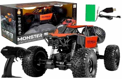 Машина на радіокеруванні Leantoys Monster Truck з великими колесами Помаранчева (5907625582544)