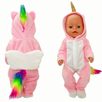 Одежда для куклы Беби Борн 40 - 43 см / Baby Born кигуруми / комбинезон Единорожка розовый 8630