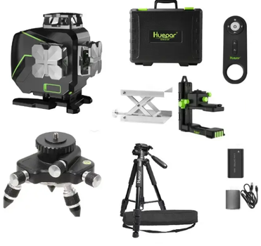 Лазерный 4D уровень Huepar S04CG+ поворотная платформа Huepar + штатив Huepar 1,4м