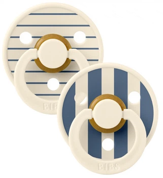 2 пустушки BIBS Colour Latex STUDIO Collection Pin Ivory Steel Blue 0-6 міс. розмір 1