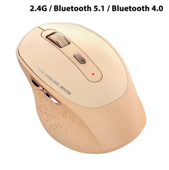 Беспроводная компьютерная мышь с 2.4G / Bluetooth 5.1 / Bluetooth 4.0 и 1600 DPI, бесшумная, бежевая (92170912)