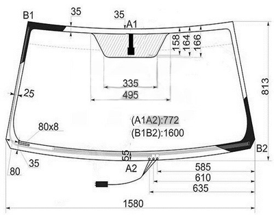 Скло лобове XYG для LEXUS LX 570 08-22, TOYOTA LAND CRUISER 07-21 (J200) 8378AGNGNHV