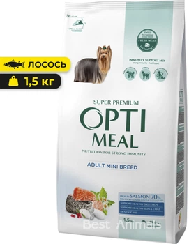 Сухий корм з лососем Optimeal Оптіміл для собак малих порід 1,5 кг (4820269140028)