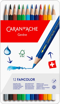 Zestaw akwarelowych ołówków Caran d'Ache Fancolor 12 szt (7630002306980)