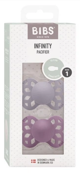 2 пустушки BIBS Infinity Symmetrical Silicone Fossil Grey/Mauve 0-6 міс. розмір 1