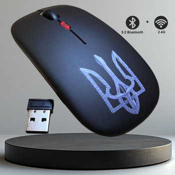 Мишка комп'ютерна Безшумна Бездротова Kerui K101 USB 2.4G + Bluetooth для Android Macbook Ноутбука Планшета З підсвіткою Тризуб
