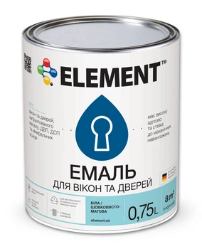 Эмаль ELEMENT для окон и дверей база А белая 0,75 л