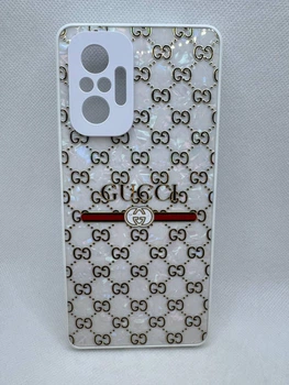 Чехол Fashion Marble для Xiaomi Redmi Note 10 Pro Gucci Белый