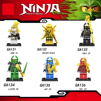 Набор фигурок конструктор Ниндзяго ninjago Джей Кай Зейн Коул Ллойд Ниа Ниндроид Гармадон 6 штук (II) 33524