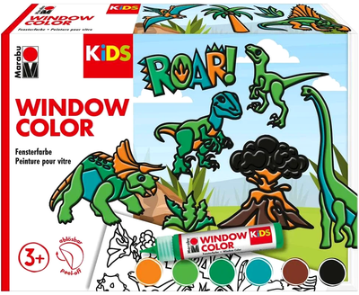 Zestaw kolorów okien dla dzieci Marabu Fun and Fancy Dinosaur 6 x 25 ml (4007751960337)