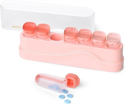 Премиальный контейнер для таблеток Koviuu Weekly Pill Organizer 1 Time a Day Pink