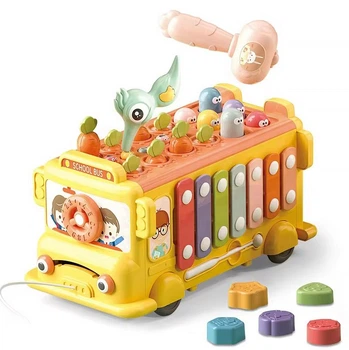 Развивающая игрушка с ксилофоном и играми Школьный автобус Желтый