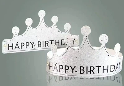 Святкова паперова корона "Happy Birthday" срібна