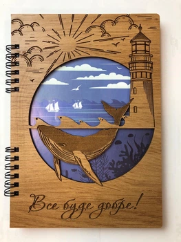 Дерев'яний блокнот "Все буде добре" на кільцях, щоденник зі світлого дерева, А5, 60 арк