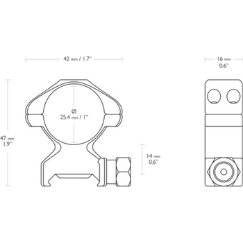 Кільця Hawke Precision Steel. d – 25.4 мм. High. Weaver/Picatinny