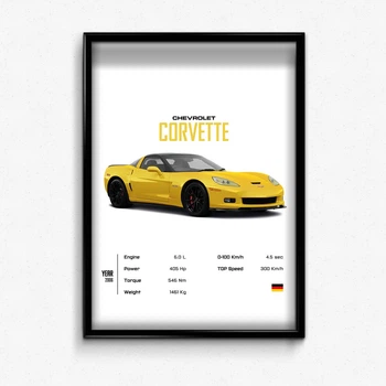 Постер в рамке chevrolet corvette А4