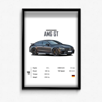 Постер в рамке mercedes benz amg gt А4