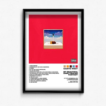 Постер в рамке с альбомом Kanye West My Beautiful Dark Twisted Fantasy А4