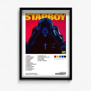 Постер в рамке с альбомом The Weeknd Starboy А4