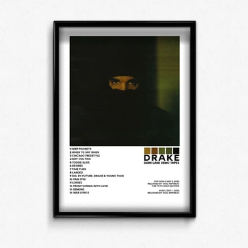 Постер в рамке с альбомом drake dark lane demo tapes А4