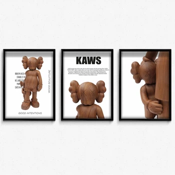 Серия постеров в рамке KAWS wood А4