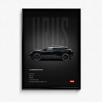 Постер в рамке black lamborghini urus А4