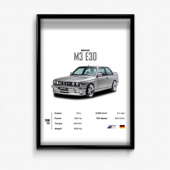 Постер в рамці bmw m3 e30 А4
