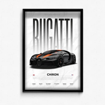 Постер в рамке premium bugatti chiron А4