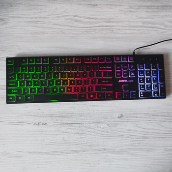 Тонкая мембранная игровая клавиатура Jedel K510 с RGB подсветкой и низким ходом клавиш проводная