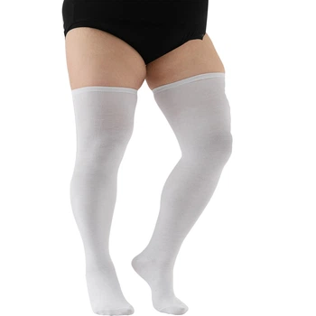 Панчохи однотонні plus size заколінки білі 21440 L-XXXXL