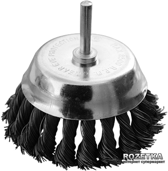 Щітка чашеподібна Mastertool з плетеного дроту зі стрижнем 1/4" 75 мм (19-7310)