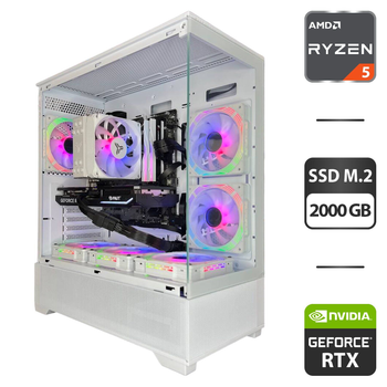 Сборка под заказ: игровой ПК GameMax Vista AW White Tower / AMD Ryzen 5 7500F (6 (12) ядер по 3.7 - 5.0 GHz) / 32 GB DDR5 / 2000 GB SSD M.2 / nVidia GeForce RTX 4070 Super, 12 GB GDDR6X, 192-bit / 750W