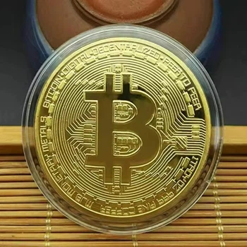 Сувенирная коллекционная монета Биткоин (Bitcoin) BTC, подарок, сувенир, монета Bitcoin, в чехле-капсуле