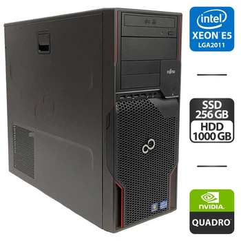 Рабочая станция Fujitsu Celsius M720 Tower / Intel Xeon E5-1620 (4 (8) ядра по 3.6 - 3.8 GHz) / 16 GB DDR3 / 256 GB SSD + 1000 GB HDD / nVidia Quadro 4000, 2 GB GDDR5, 256-bit / DVD-ROM б/у