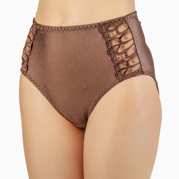 Труси-сліпи жіночі з мікрофібри та мережива великих розмірів Felisiya Lingerie Коричневий 272-477 4XL