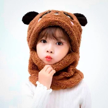 Детская плюшевая шапка Коричневый M (5-7 лет)