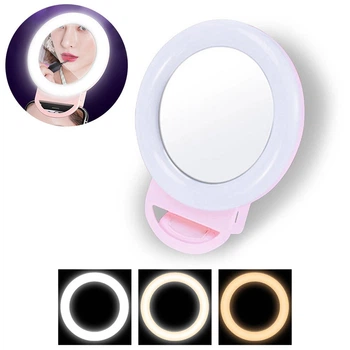 Світлодіодне селфі кільце Selfie Ring Light 12 см із дзеркалом (на акумуляторі)
