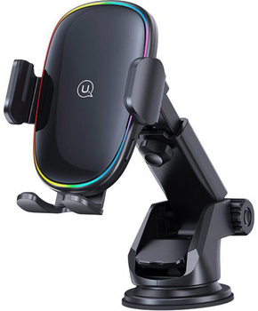 Автомобильный держатель с беспроводной зарядкой Usams 15W RGB US-CD187 Black (6958444902333)
