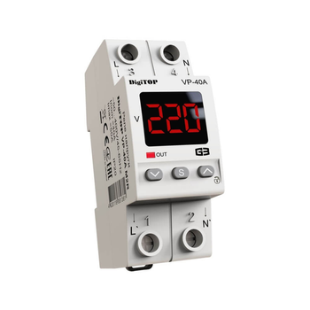Реле напруги 1-ф. 40А VP-40A M2R DigiTOP, DIN, червоний індикатор
