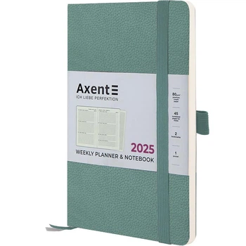 Еженедельник 2025 Axent Partner Soft Skin 125x195 мм 192 страницы серо-лазурный (8509-25-48-A)