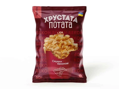 Снеки ХРУСТАТА ПОТАТА фігурні «Смужки беконові» (Хрустата потата) ф. (мет.пл) Бекон 50г
