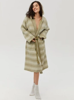 Халат женский Lotus Home. Lilya muslin olive-L/XL
