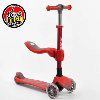 Дитячий триколісний самокат із сидінням 2 в 1 (самокат-беговел) Best Scooter Т-06188 Червоний